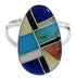 Southwest Authentic Sterling Silver Multicolor Ring Size 7-1/4 TX39252